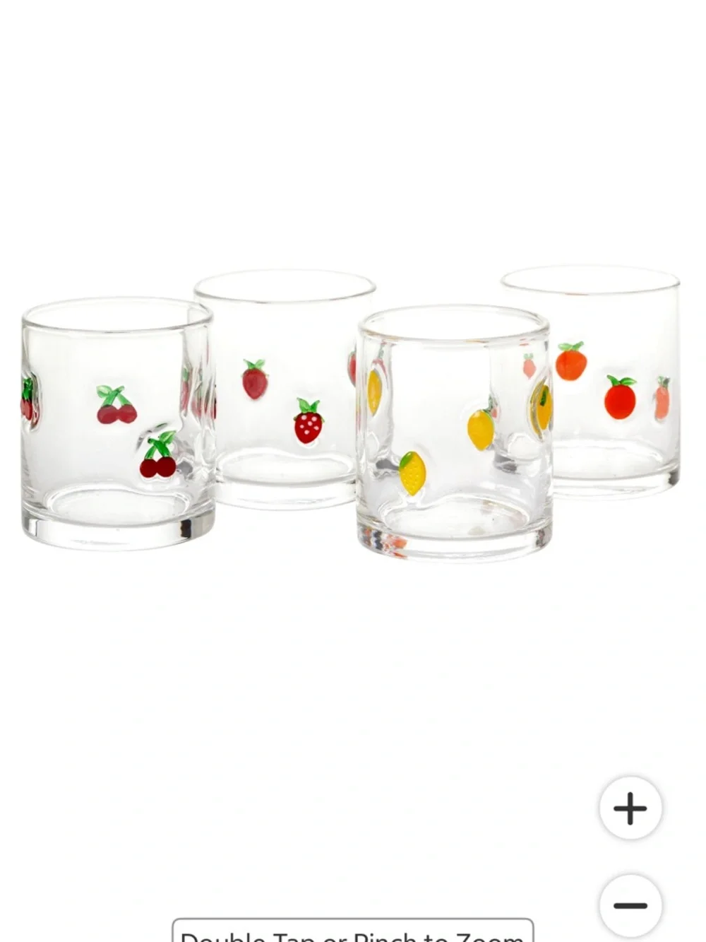 Fruit Doodle Glass Tumbler Set - Clear with Red, Yellow, Orange Accents - Picture 4 of 4
